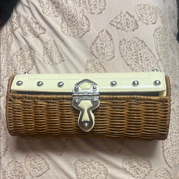 Michael Kors Cream and Tan Wicker Clutch - Picture 1 of 4